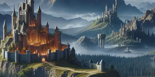 中土世界的魔幻场景，包含指环王角色和史诗级剧情元素。